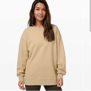 Lululemon Perfectly Oversized Crew Trench Sweatshirt Tan Khaki Size Small Terry